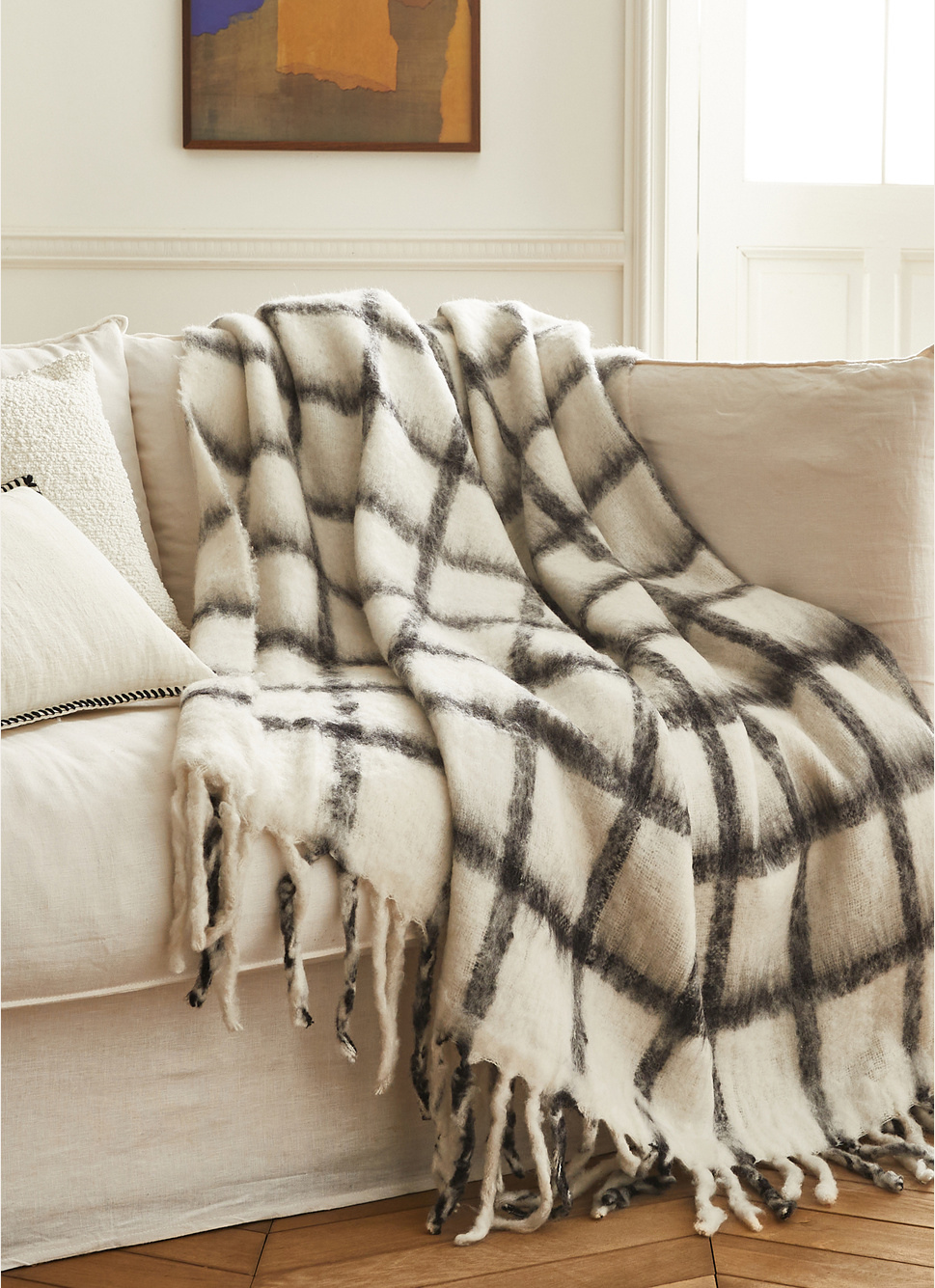 HOUSSE DE COUSSIN RECTANGULAIRE EN LIN BLANC