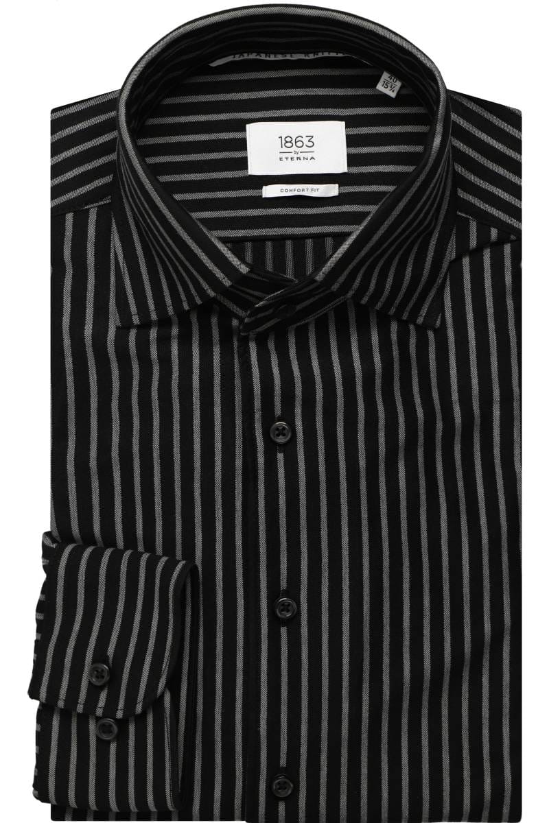 ETERNA 1863 Comfort Fit Jerseyhemd schwarz, Gestreift