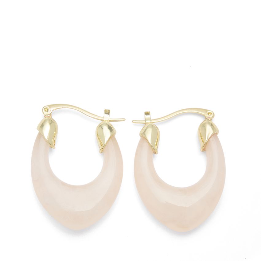 Manfield Beige oorbellen met gouden sluiting