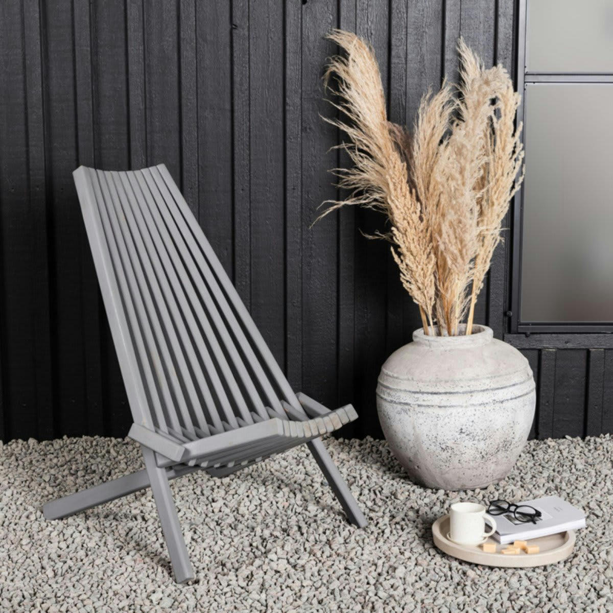 CRUZI - Fauteuil extérieur design en bois gris