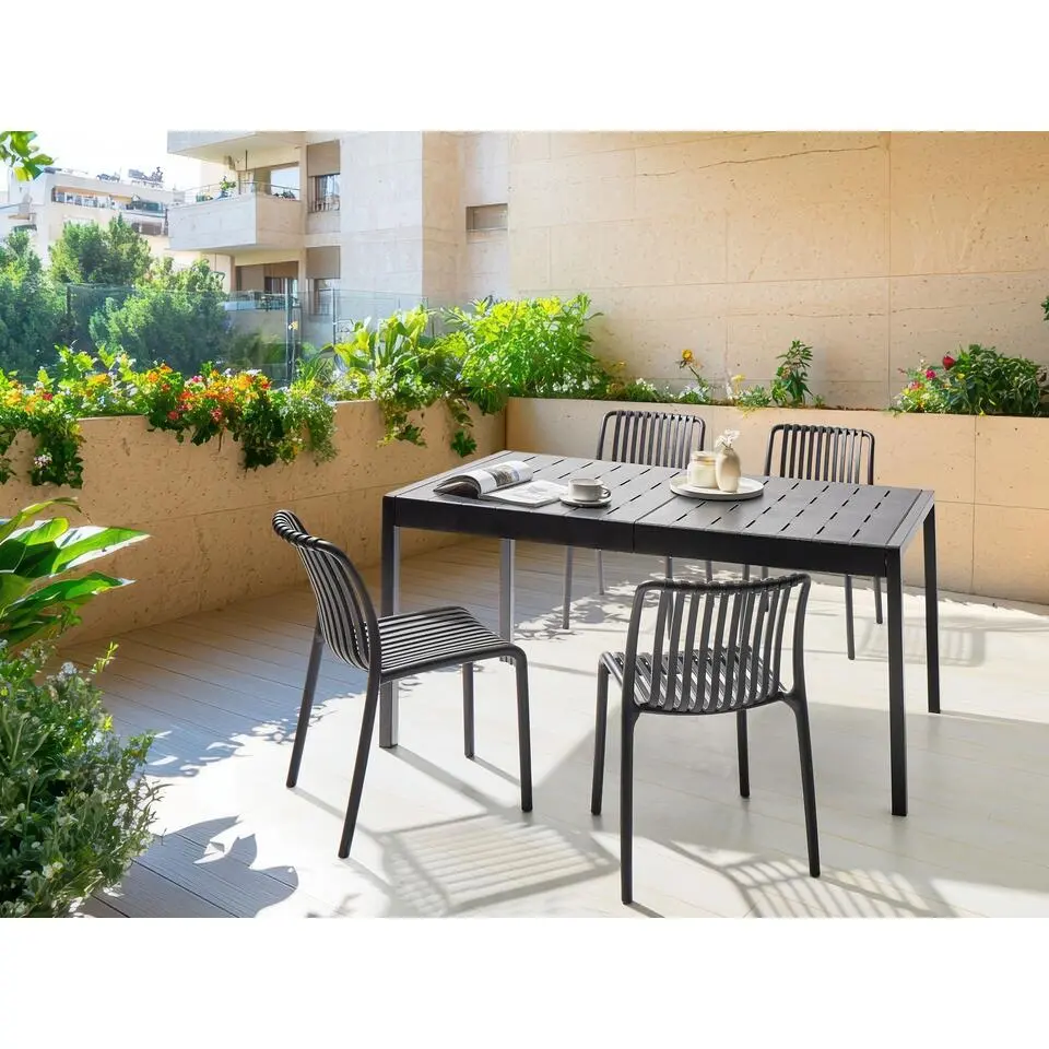 BARTICA - Tuintafel - zwart - 154 x 84 cm - Synthetisch materiaal