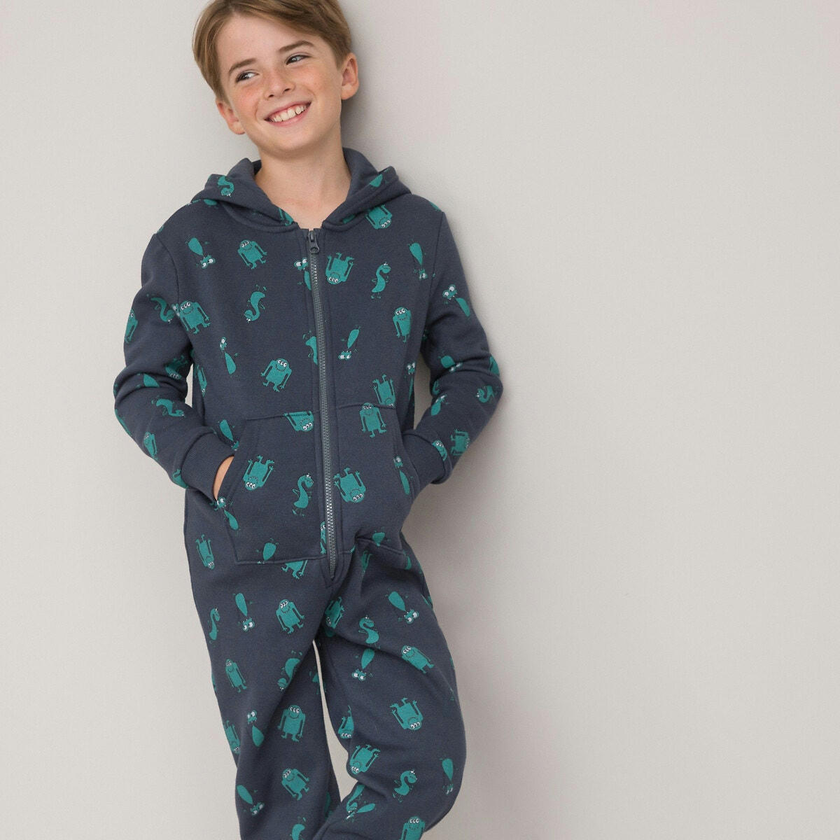 Surpyjama à capuche molleton imprimé monstres