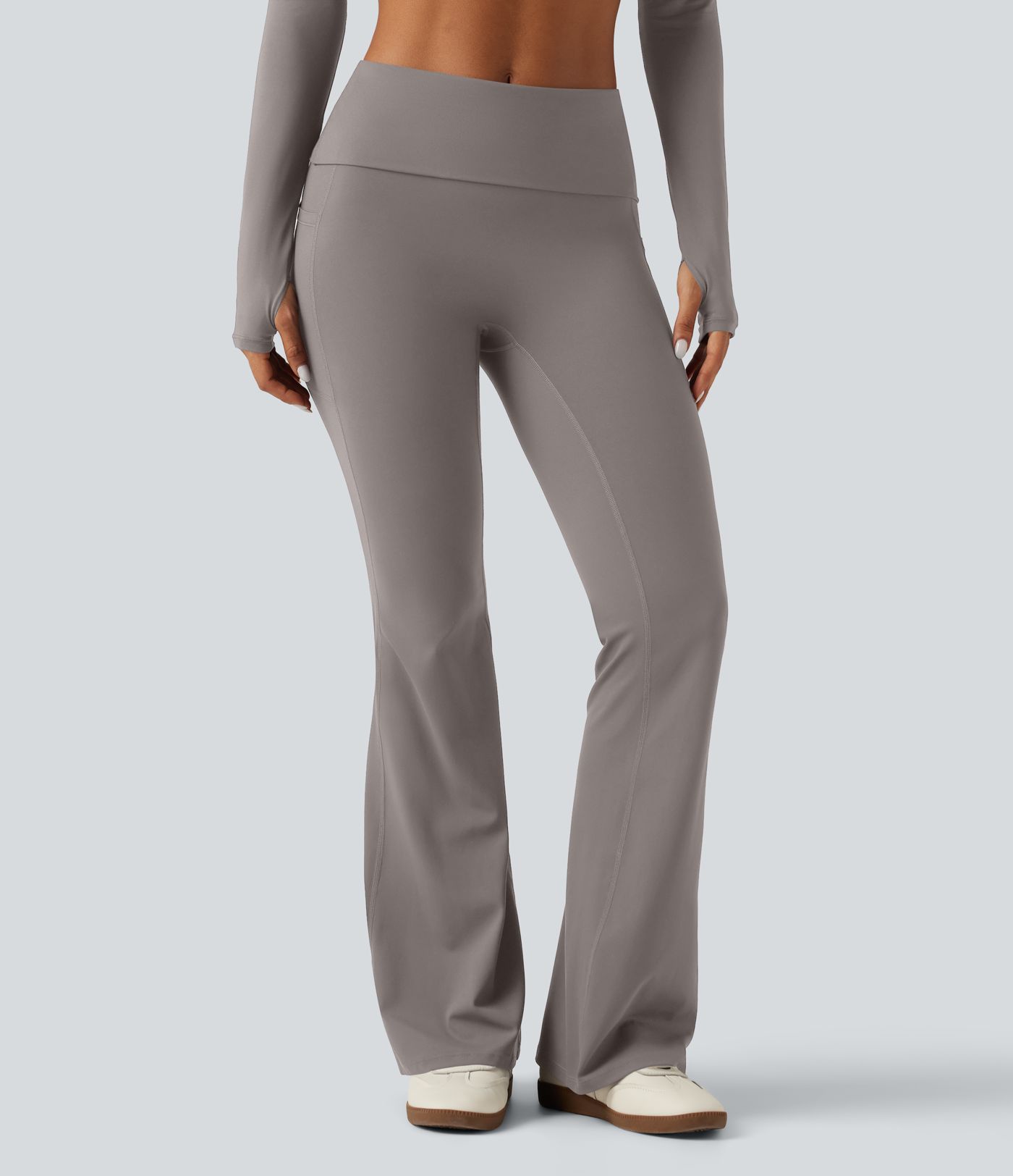 Legging de yoga flare SoftlyZero™ taille mi-haute à taille rabattable avec poches