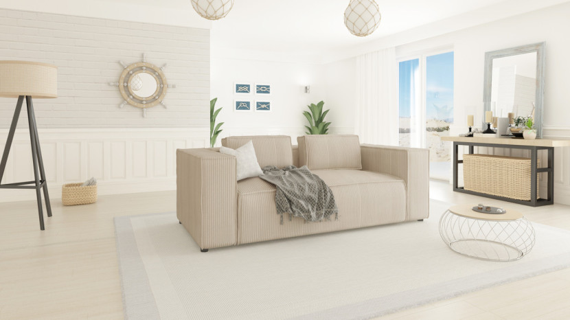 Ropez Cloe sofa 2 osobowa bez funkcji tkanina sztruks beż