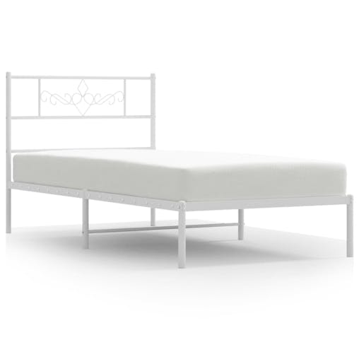 NNEVL Metal Bed Frame with Headboard White 107x203 cm