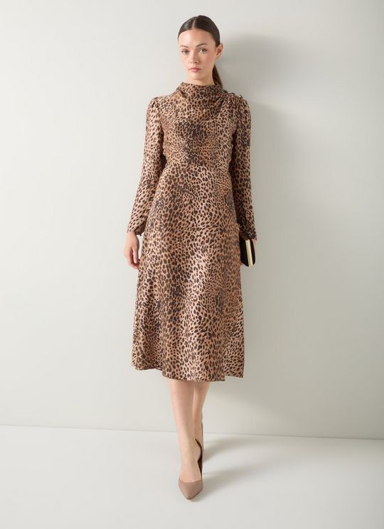 Samantha Brown Leopard Print Silk Dress