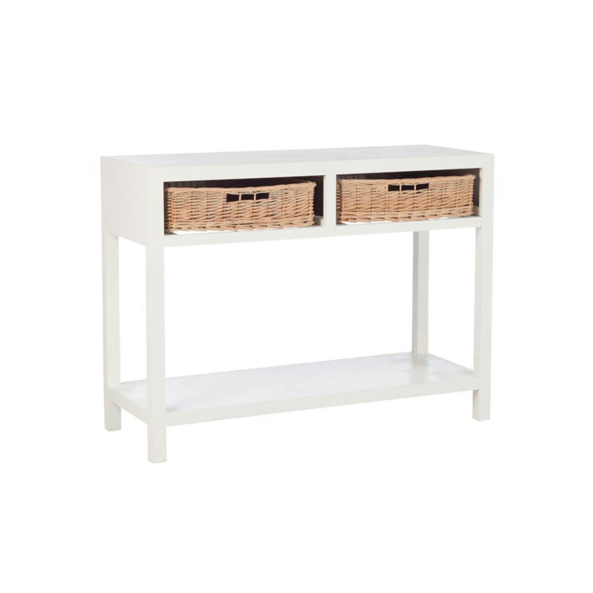 BOUCOTTE - Console bohème en bois blanc avec tiroirs