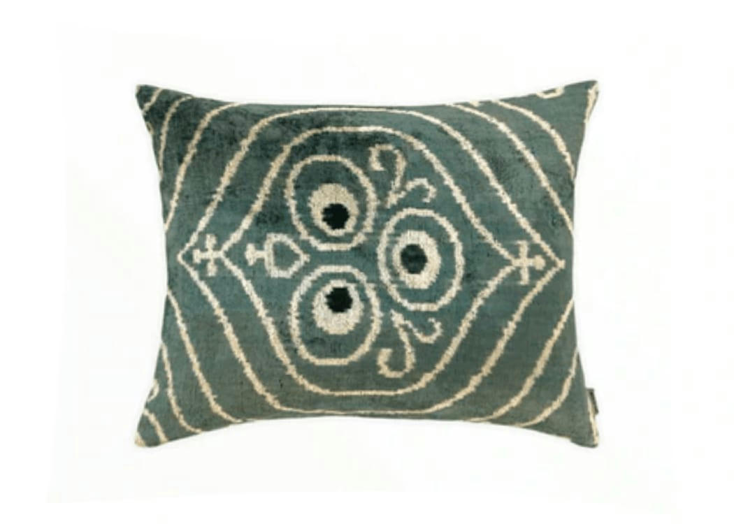 - Housse de coussin velours soie ikat  40x50 gris