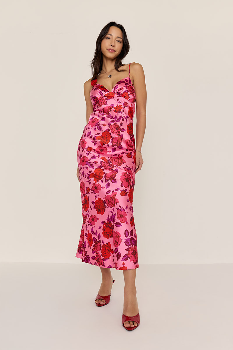 Sofia Satin Floral Maxi Dress