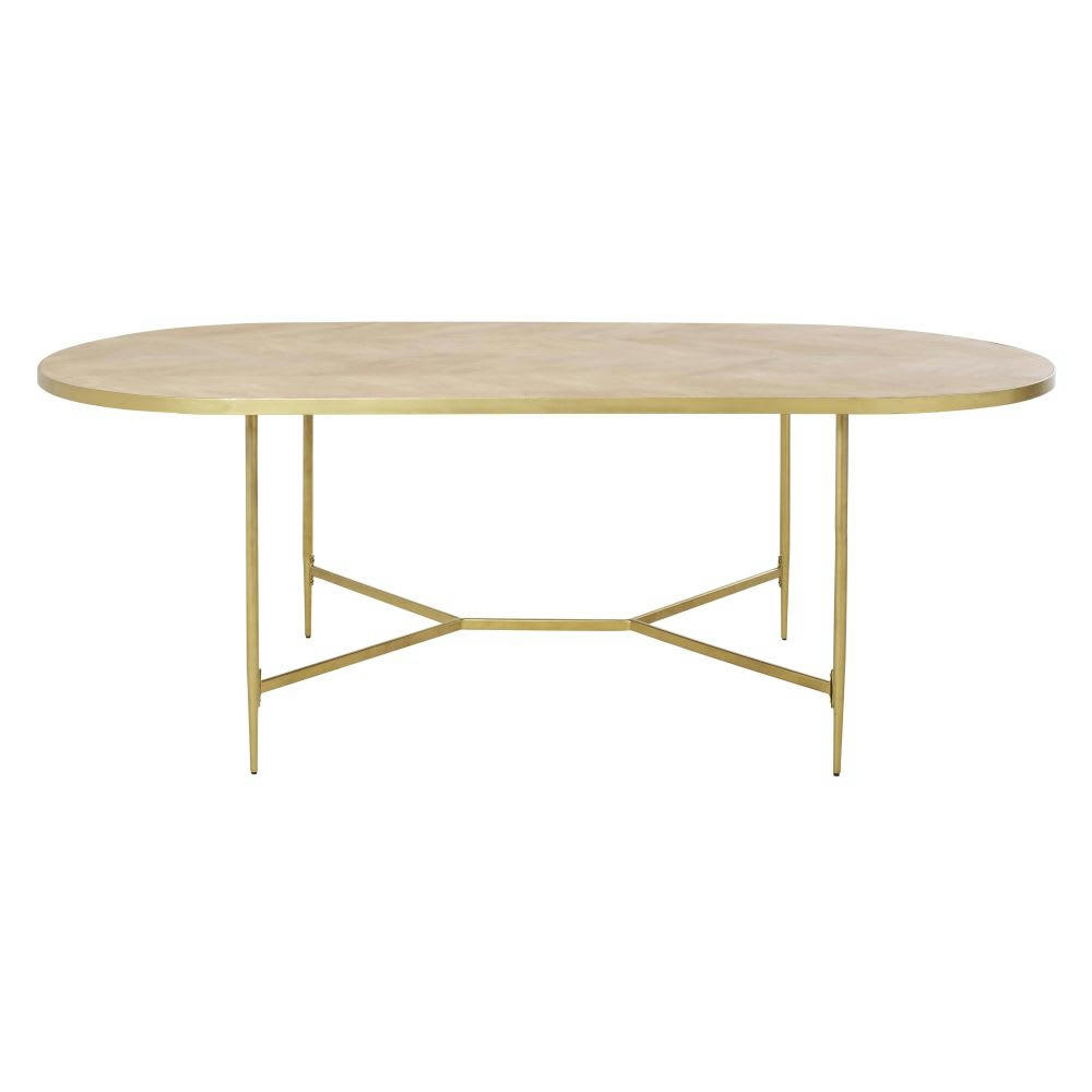 Hana - Table à manger ovale lattes en manguier 8/10 personnes L220