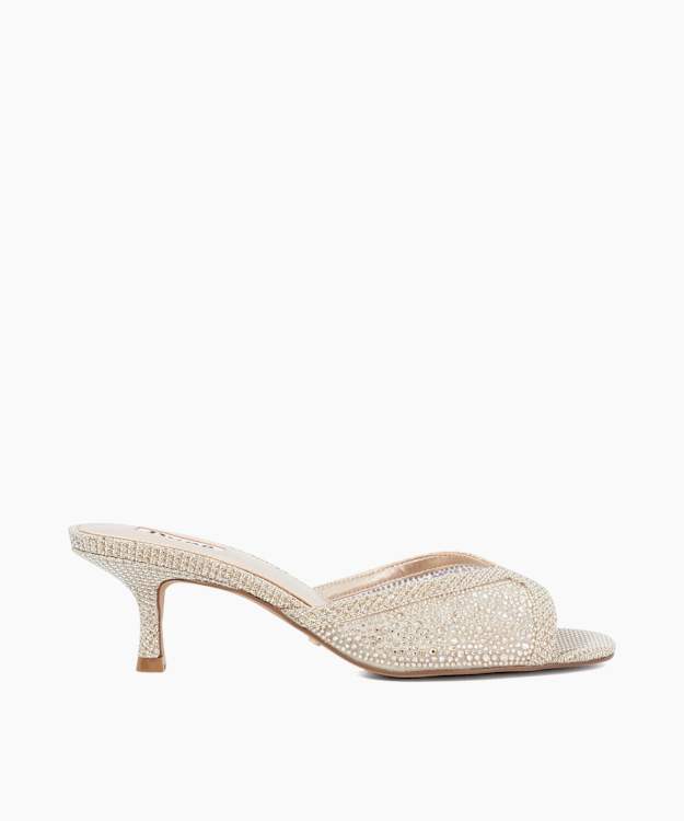 Milo Gold - Kitten Heel Hot Fix Mules