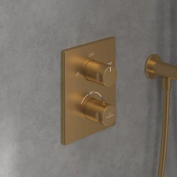 Mitigeur thermostatique encastré 2 voies VILLEROY ET BOCH Universal rectangle Or brossé