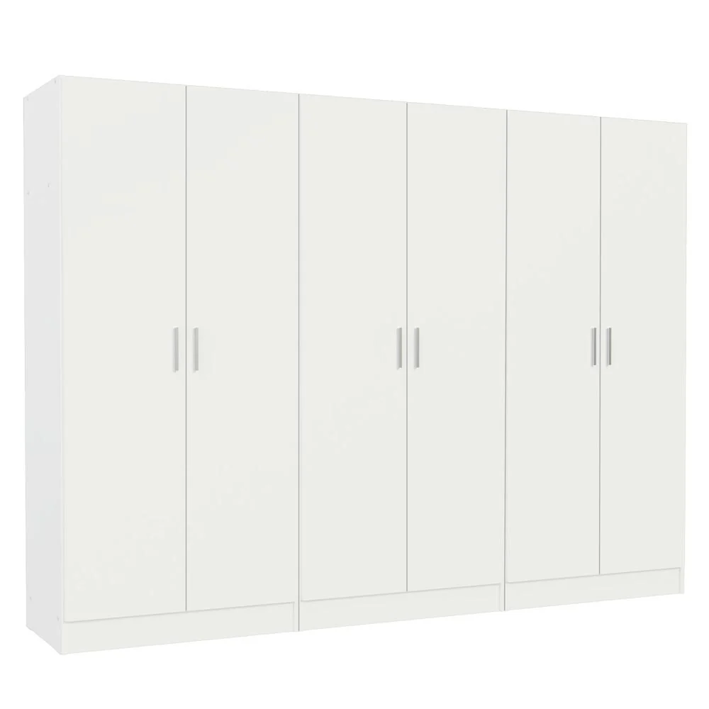 Madesa Wardrobe Set 3 Storage Armoire Closet Hanging 6 Doors with Shelves 94L Organization Unit for Bedroom and Office