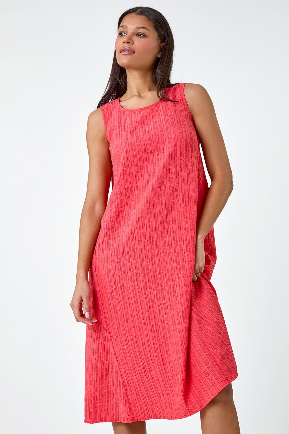 Roman Textured Sleeveless Midi Dress