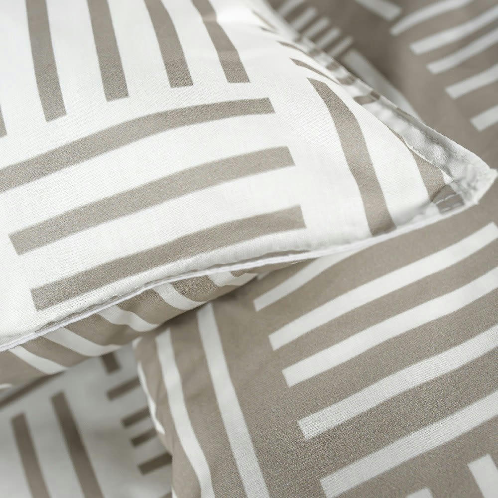 SUNSHINE ABIGA - Parure de lit 2 personnes imprimé en coton beige 240x260cm