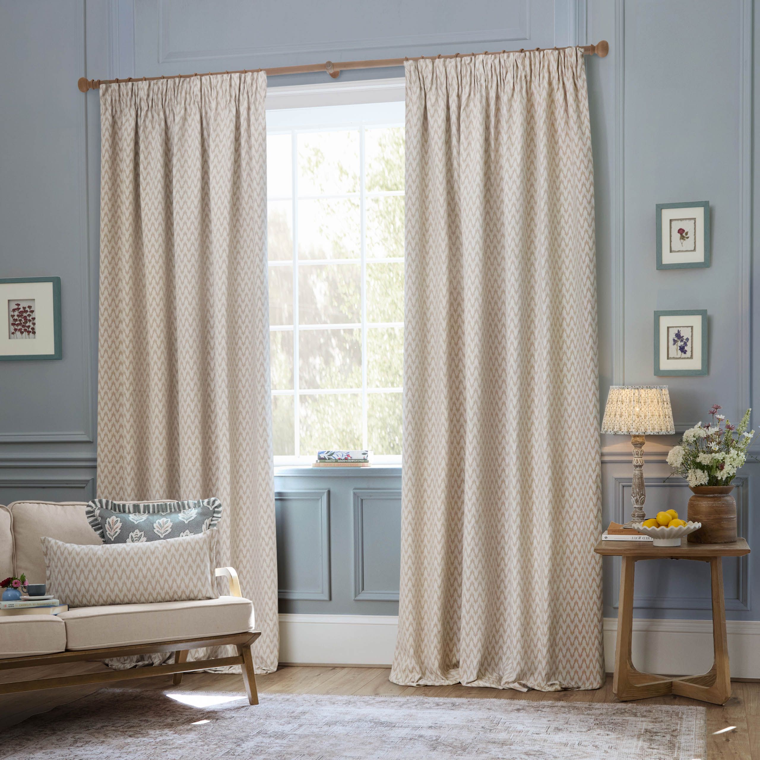 Sanderson Hutton Jacquard Room Darkening Pencil Pleat Curtains