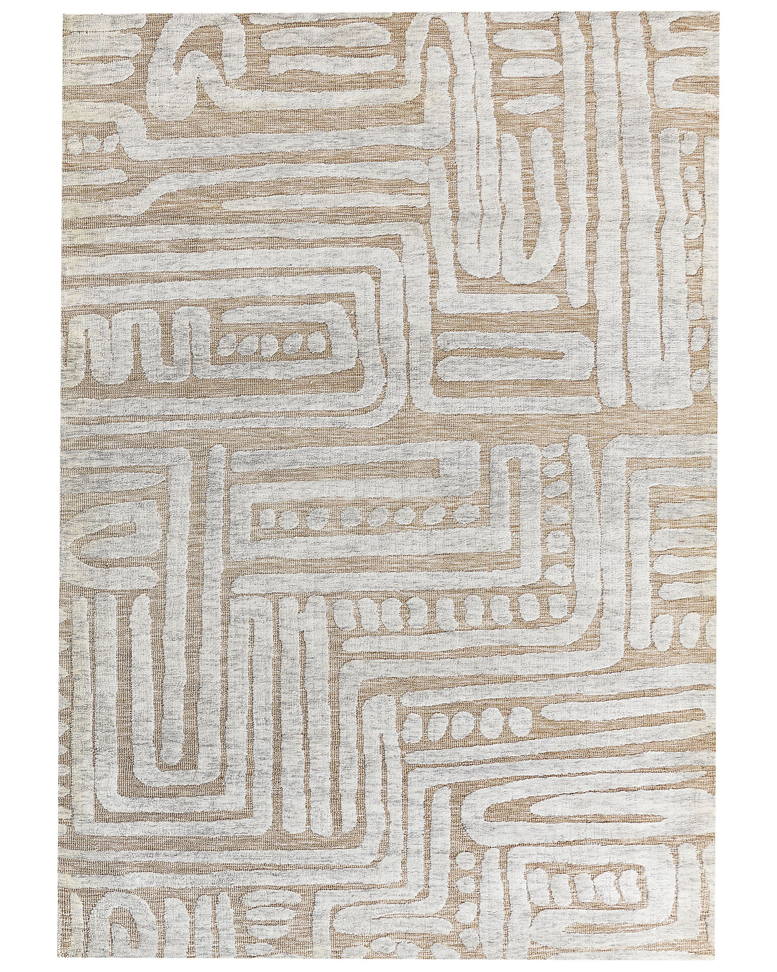 Dywan wzór geometryczny 160 x 230 cm beżowo-szary