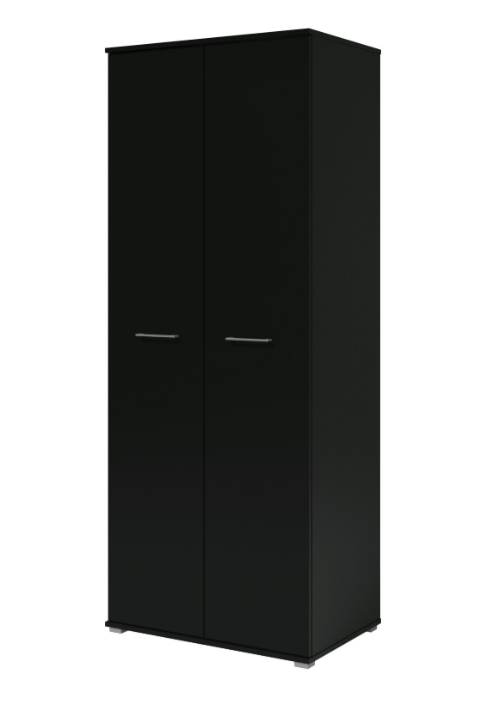 Czarna Szafa Garderoba dwudrzwiowa z półkami 80cm