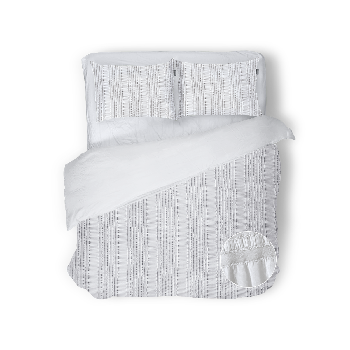 Eleganzzz Dekbedovertrek Micropercal Pure Stitches - crystal white