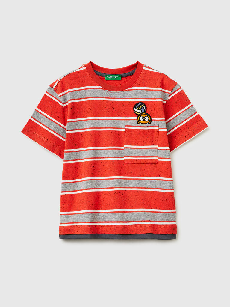 Striped T-shirt with patch