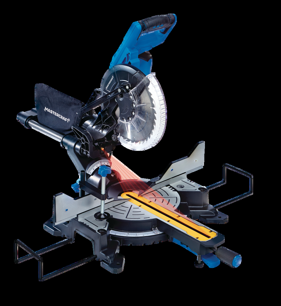 Mastercraft 15 Amp Dual-Bevel Sliding Mitre Saw with Laser, 10-in