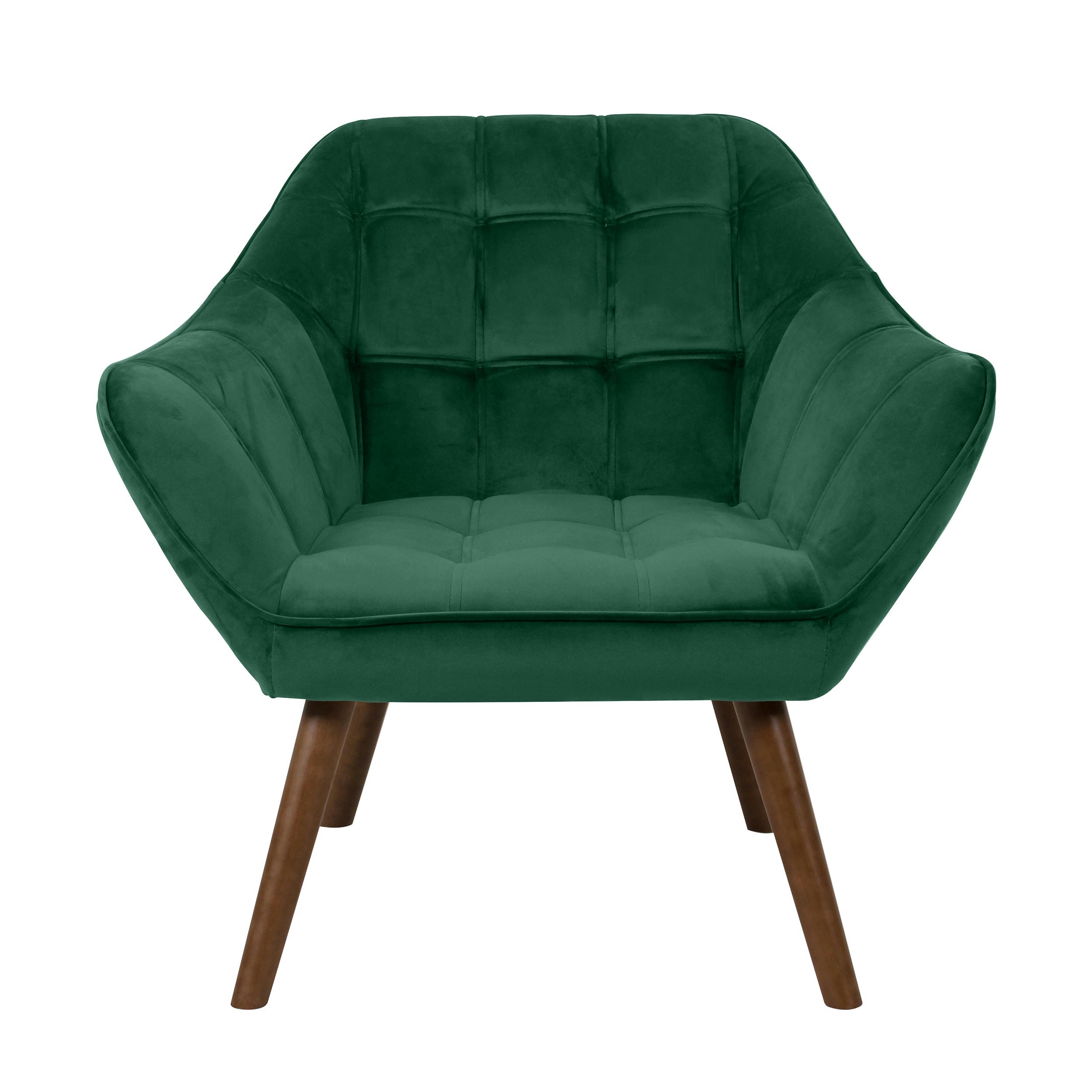 SIMBA - Fauteuil en velours vert foncé avec accoudoirs
