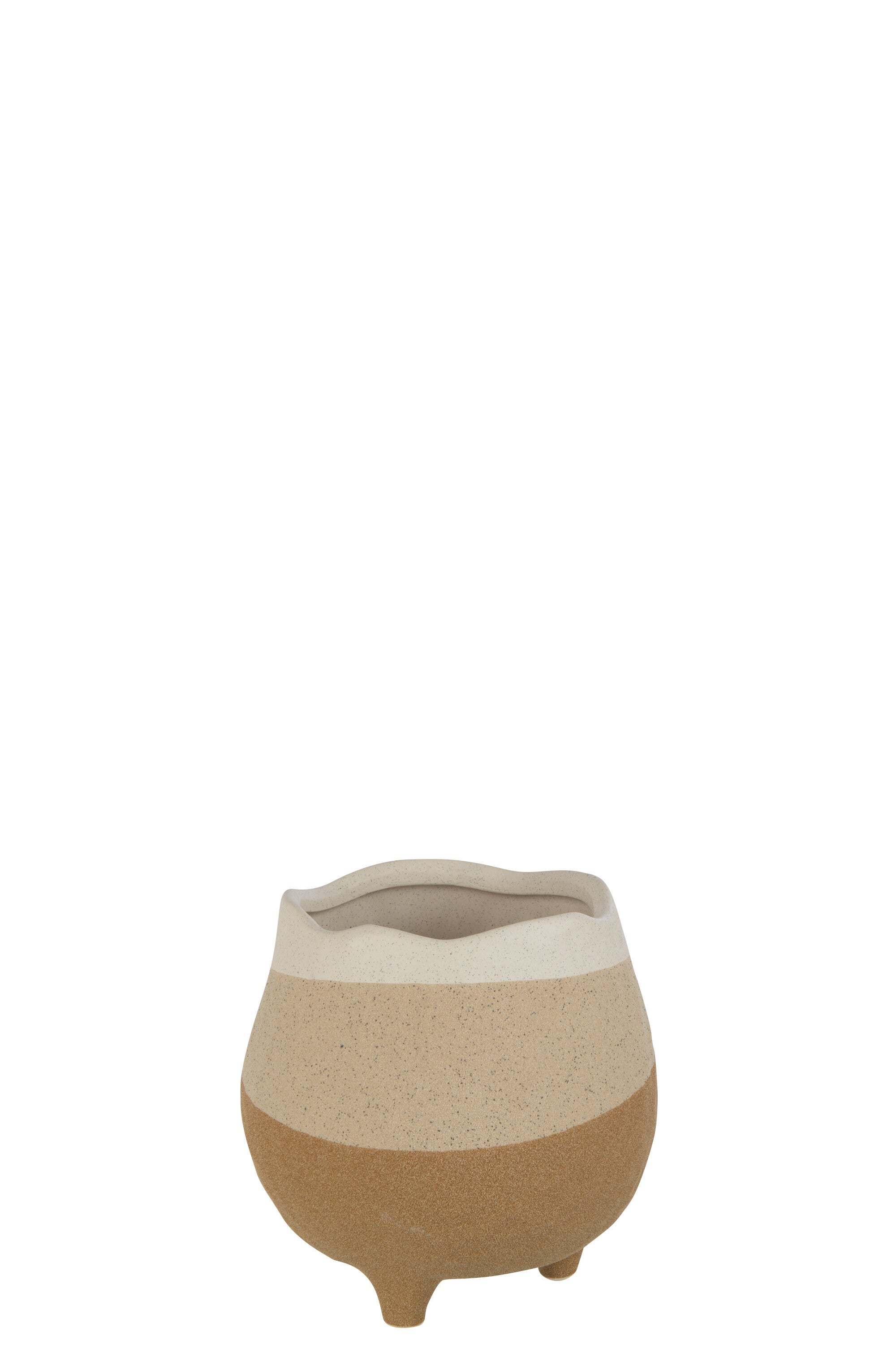 J-Line bloempot Op Voet - keramiek - beige/lichtbruin - medium - Ø 16 cm