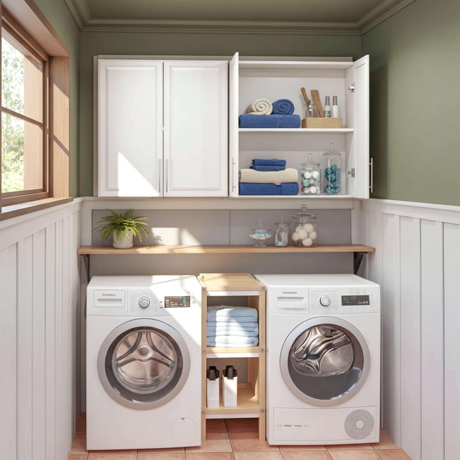 60 W Laundry Room Wall Cabinet with Adjustable Shelf,Wall Mounted Kitchen Cabinets with Two Shaker Doors,Upper Storage for Laundry Room, Bathroom, Kitchen