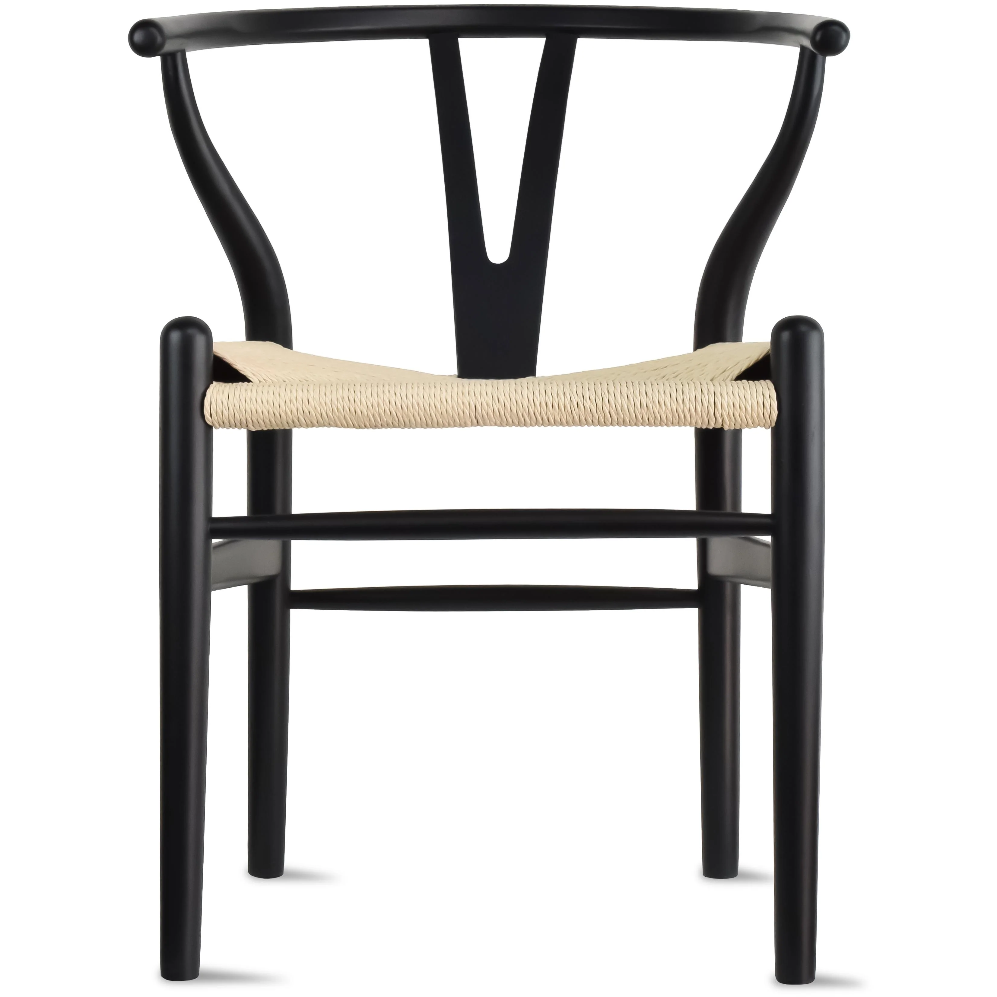 Modern Dining Chair with Woven Paper cord Seat, Solid Wooden Farmhouse Y Back Elbow Side Chair