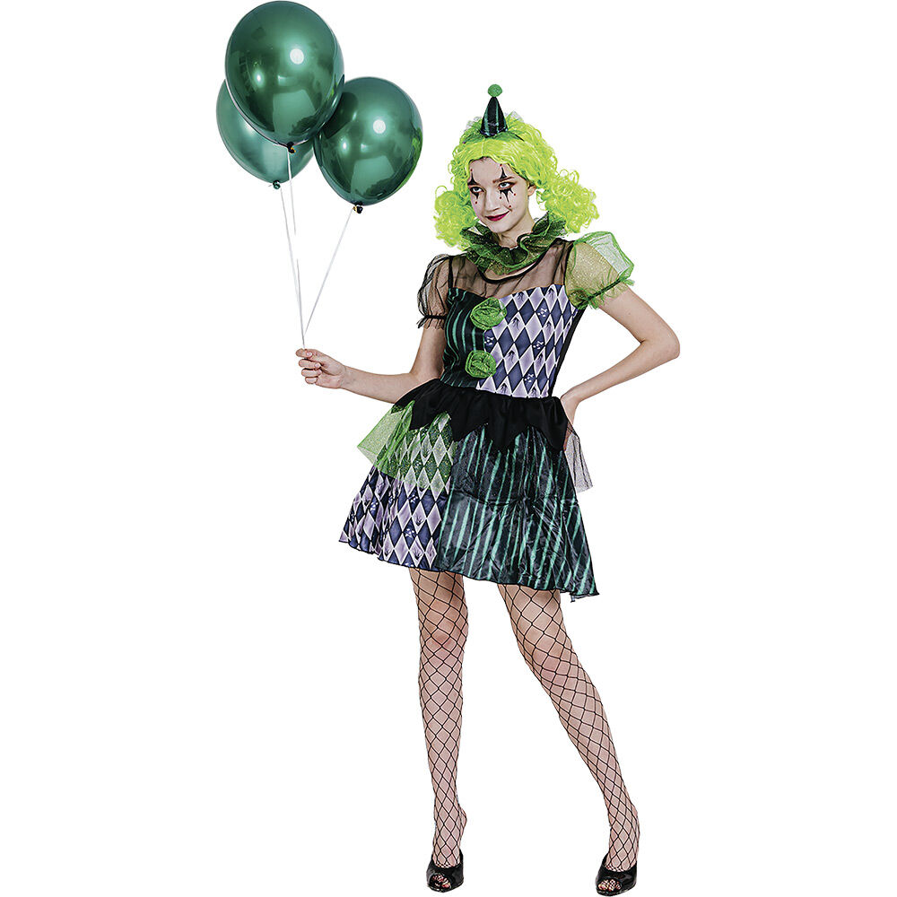 Déguisement adulte Halloween clown robe serre-tête collier - Taille S