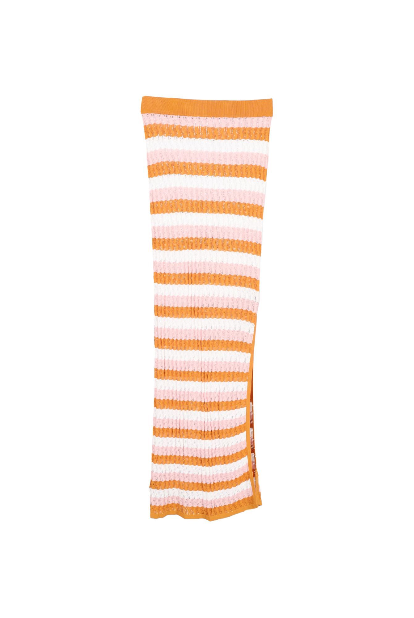 Dodo Bar Or Preloved Striped Knitted Maxi Skirt in Multicolor Cotton