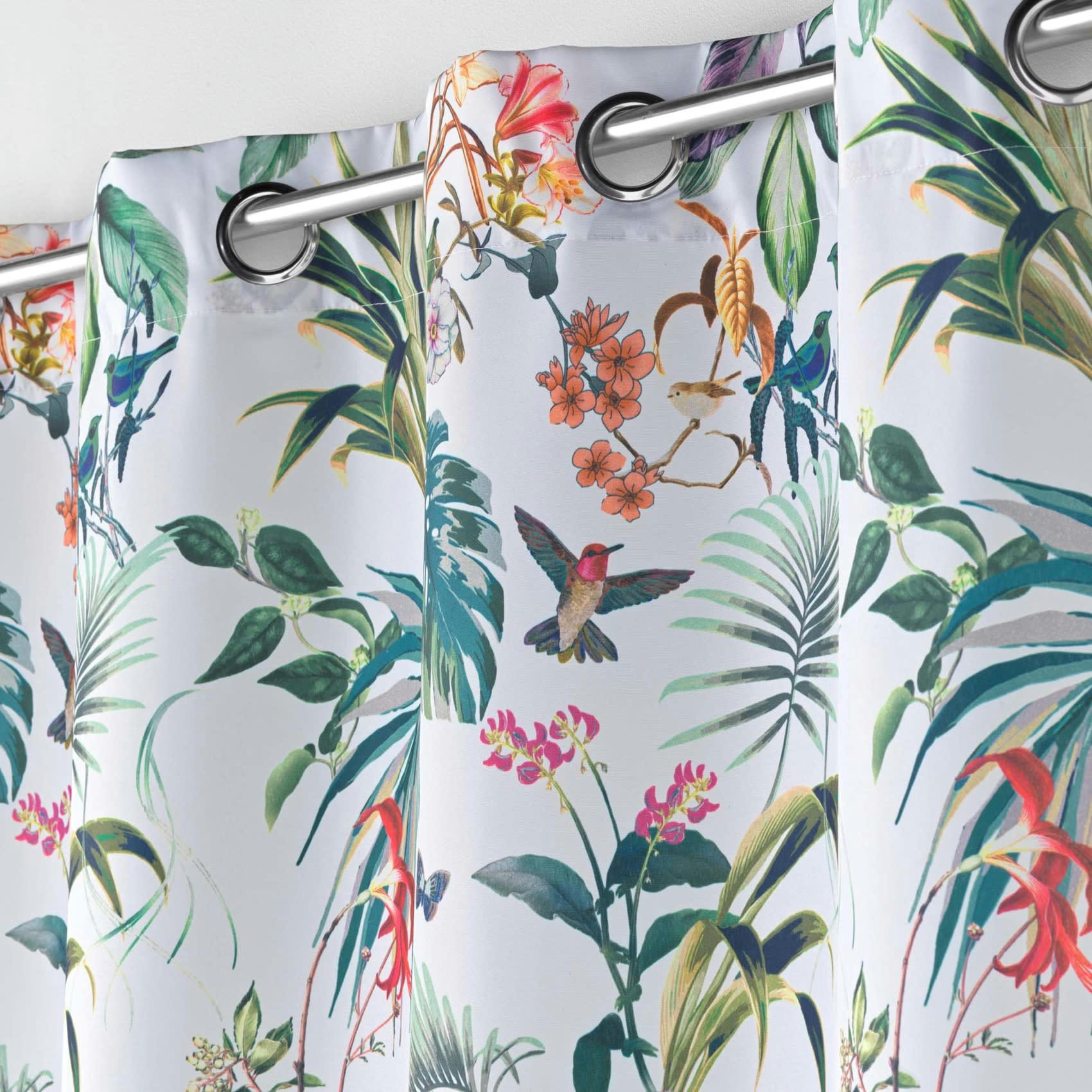 - Rideau tamisant esprit exotique polyester blanc 140x260 cm