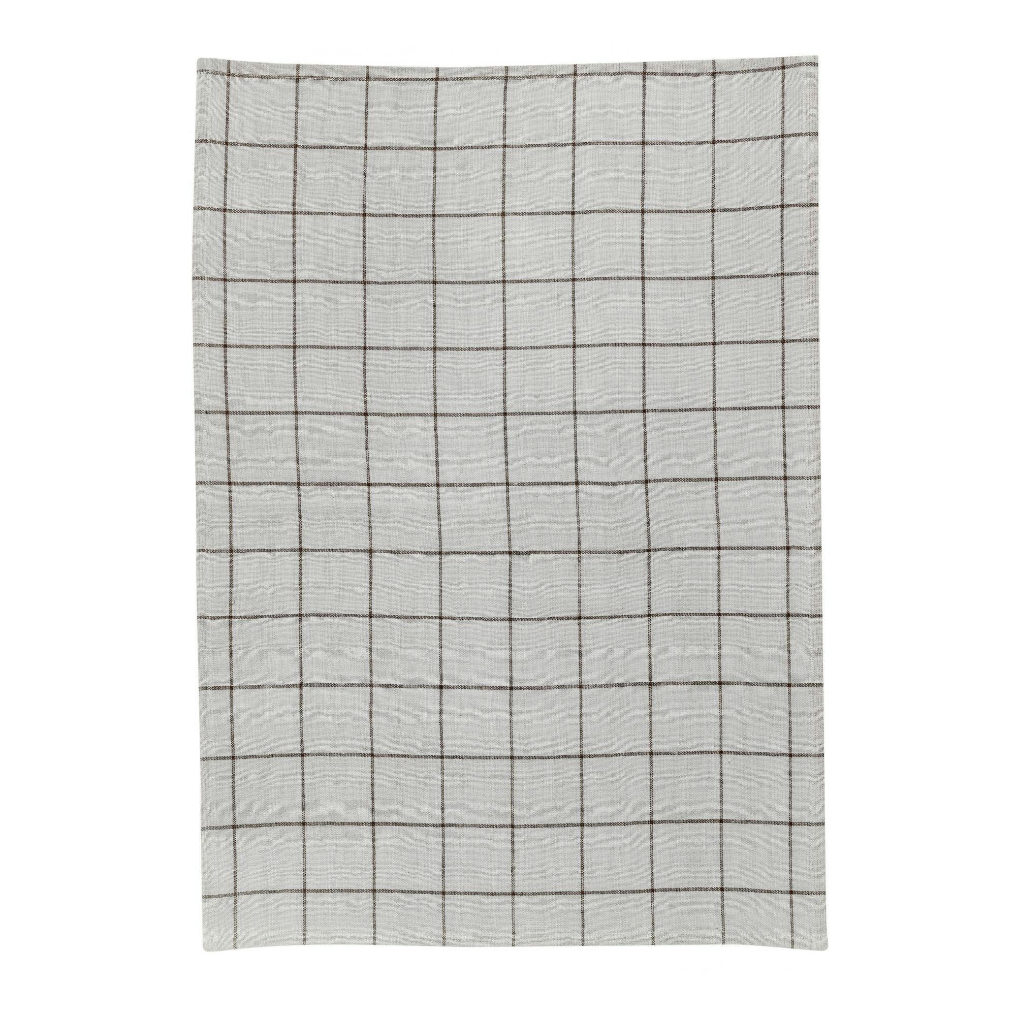 KILIA - Torchon métis  carreaux en lin ecru 50 x 70