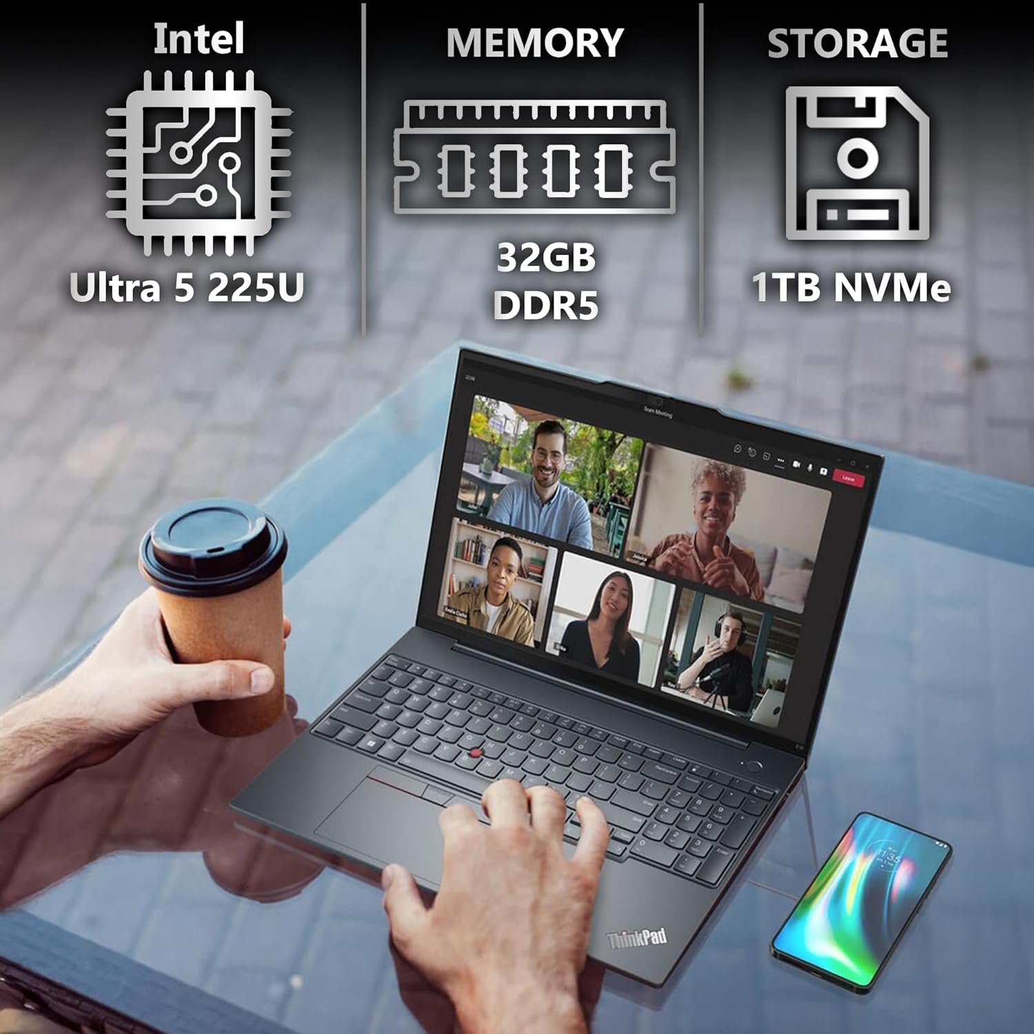 Lenovo ThinkPad T16 Gen 4 Business Laptop 16” FHD+ Display  Intel Ultra 5-225U (Beats i7-1355U)  32GB DDR5 RAM  1TB SSD  5MB Webcam  Fingerprint  Backlit KB  WiFi 6E  RJ-45  Win 11 Pro