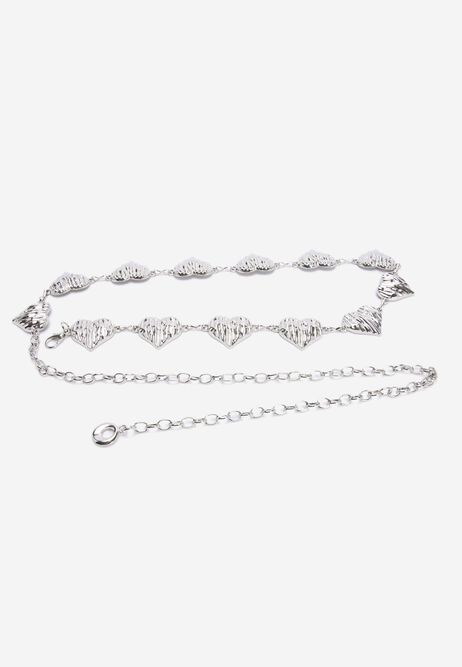 Womens Silver Heart Chain Belt
