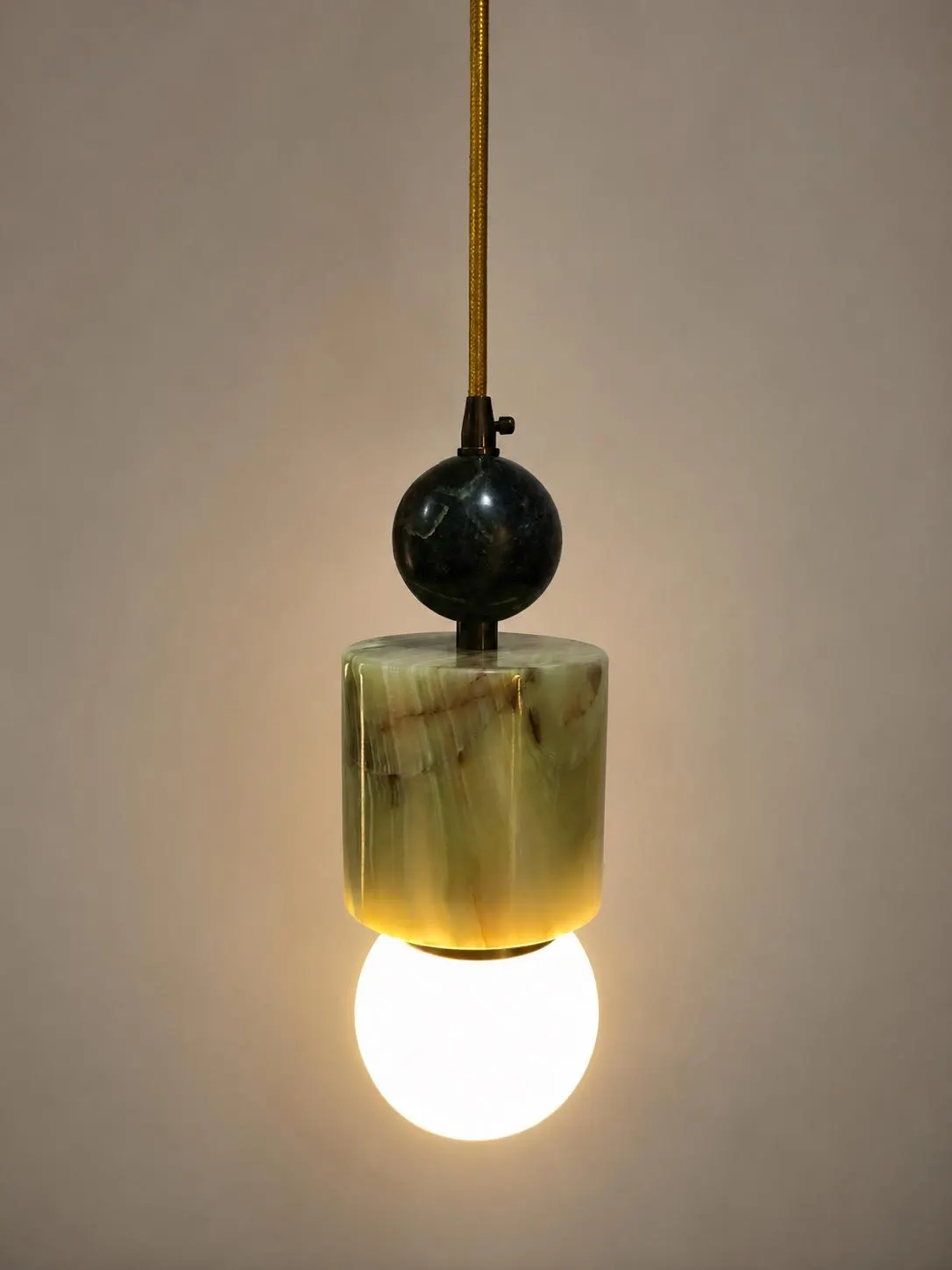 Modern Alabaster Pendant Light, Brass & Marble Accents Chandelier Lighting