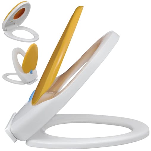 NNEVL White & Yellow Soft-close Toilet Seat Adults/Children