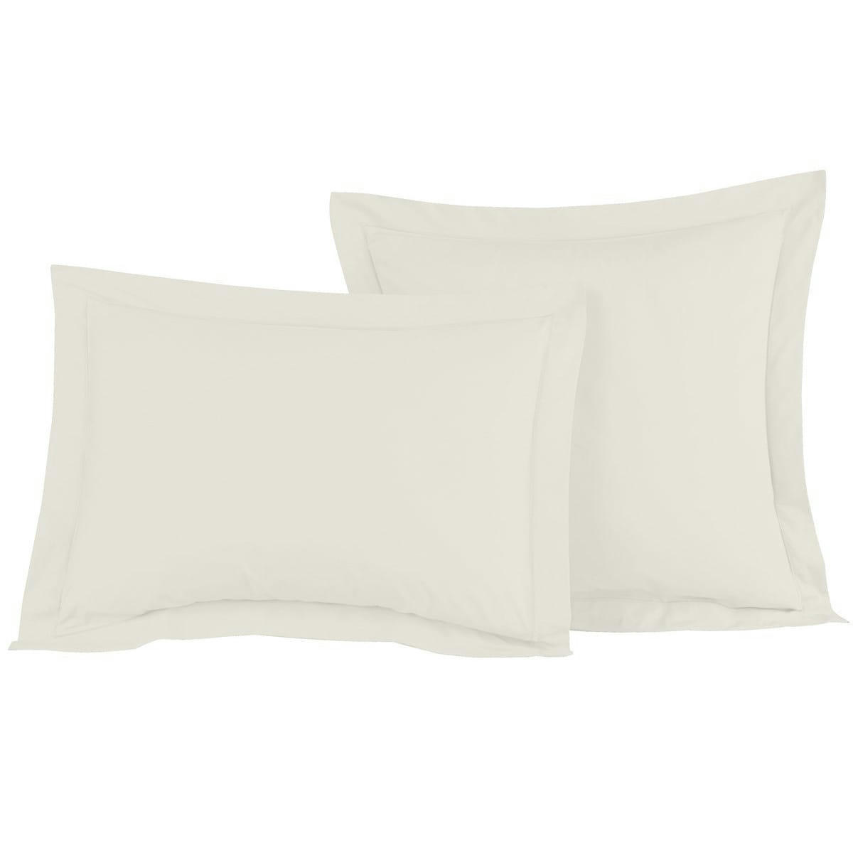 SOFT PERCALE - Lot de 2 taies d'oreiller en percale de coton ecru 50x70 cm