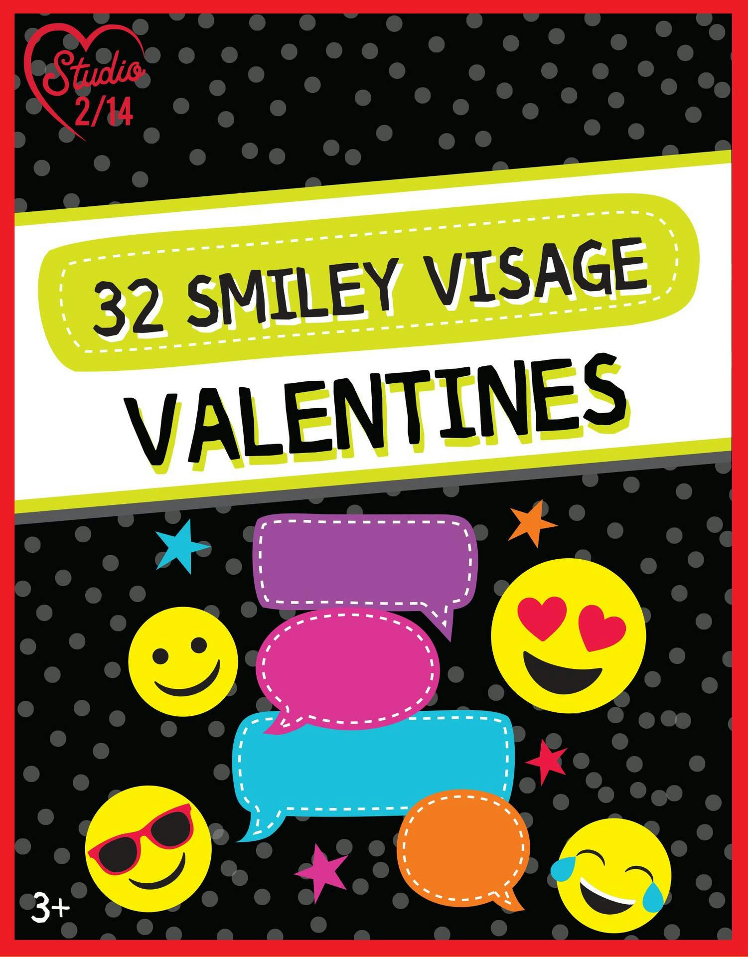 Paper Magic Valentine Classroom Exchange Cards, Smiley Face, French, 32-pc