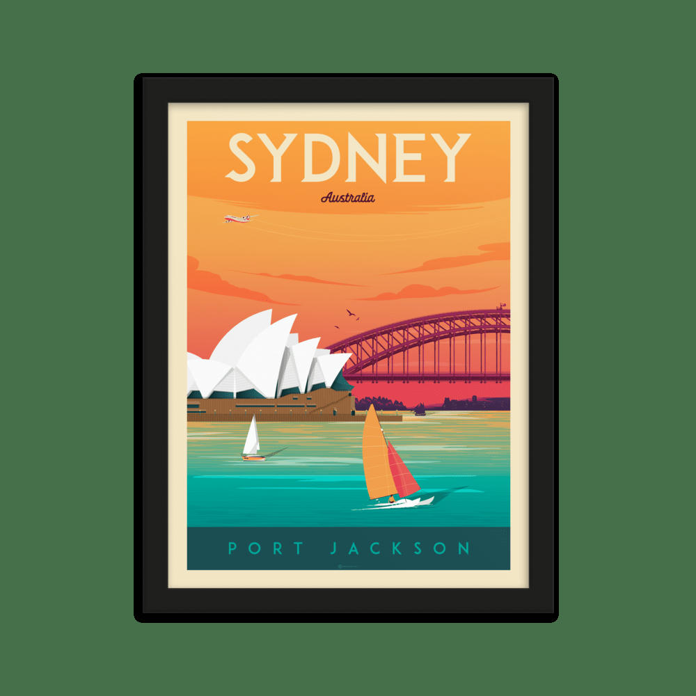 - Affiche Sydney Australie + Cadre Bois noir 21x29,7 cm