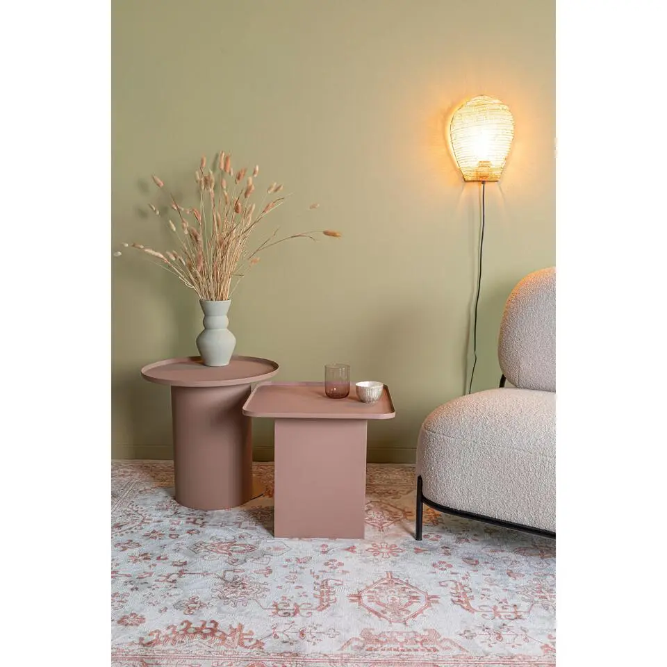 Housecraft Sverre Bijzettafel Rond Metaal 45,5x45,5 cm Roze