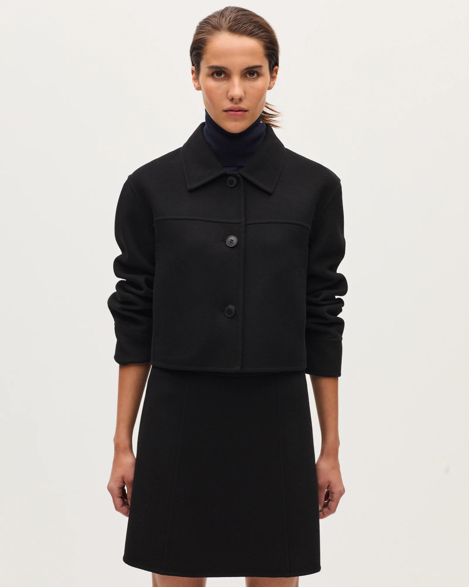 Blouson court double face avec laine