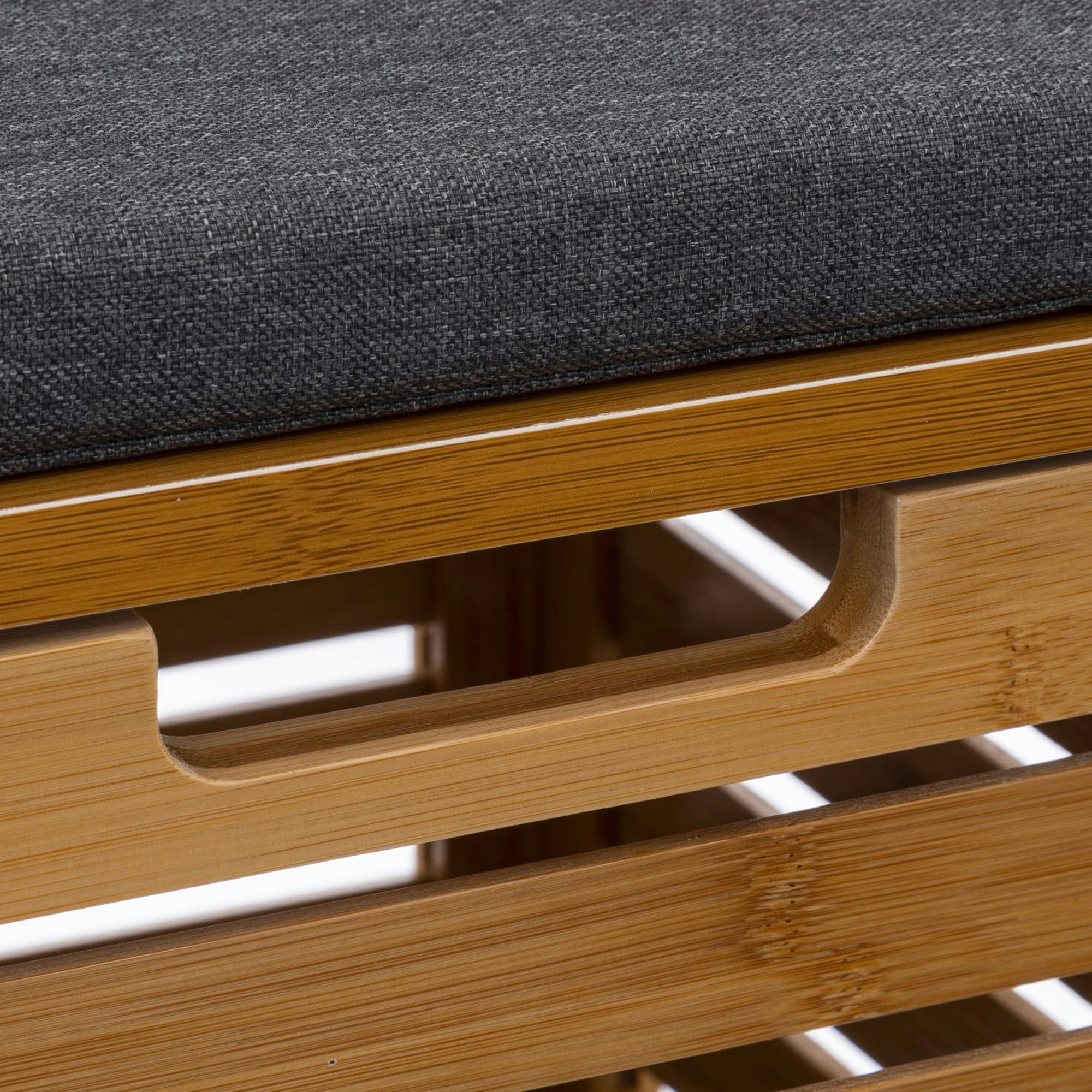 - Panier à linge banc en bambou