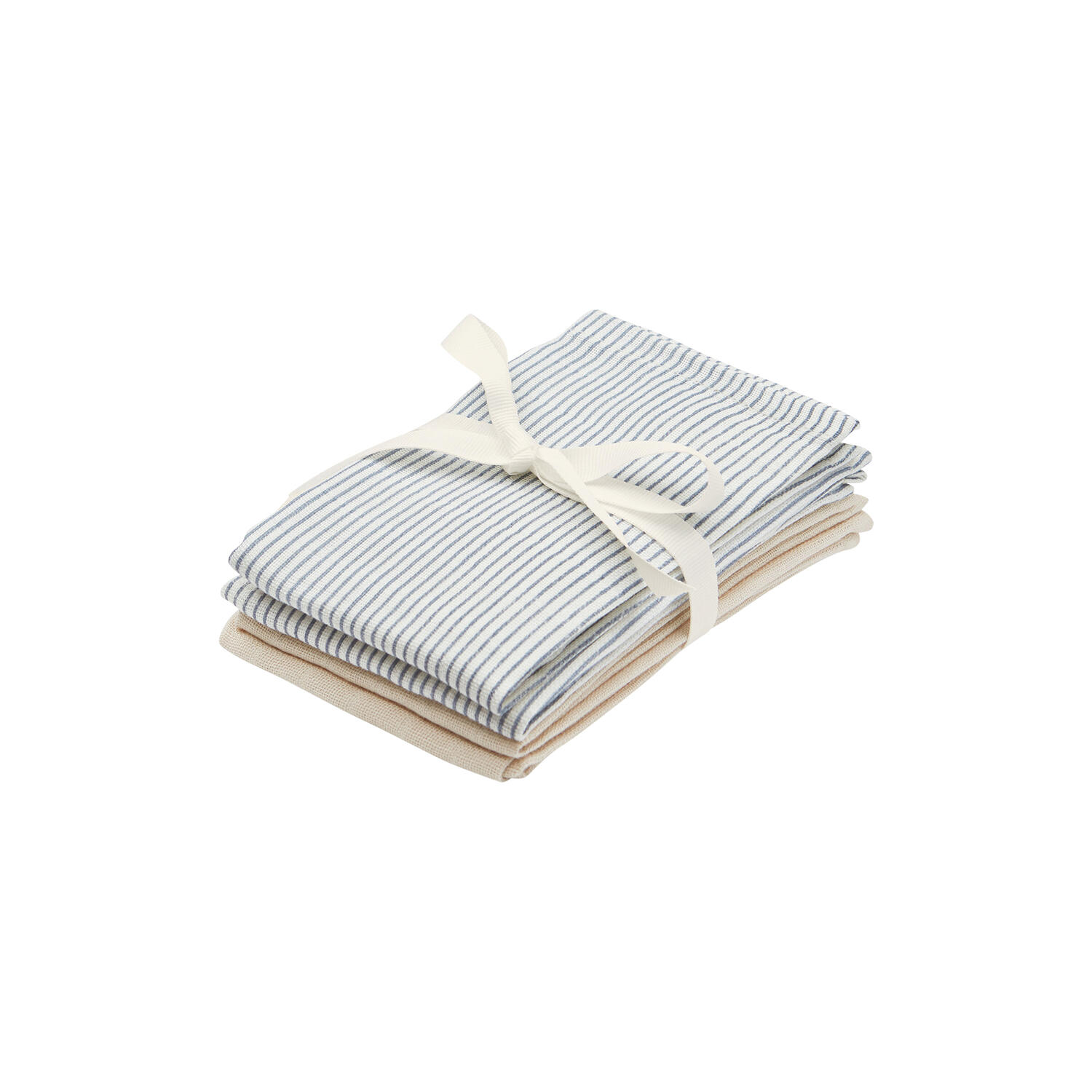 Vaskeklude 4-pak, classic stripes blue/praline
