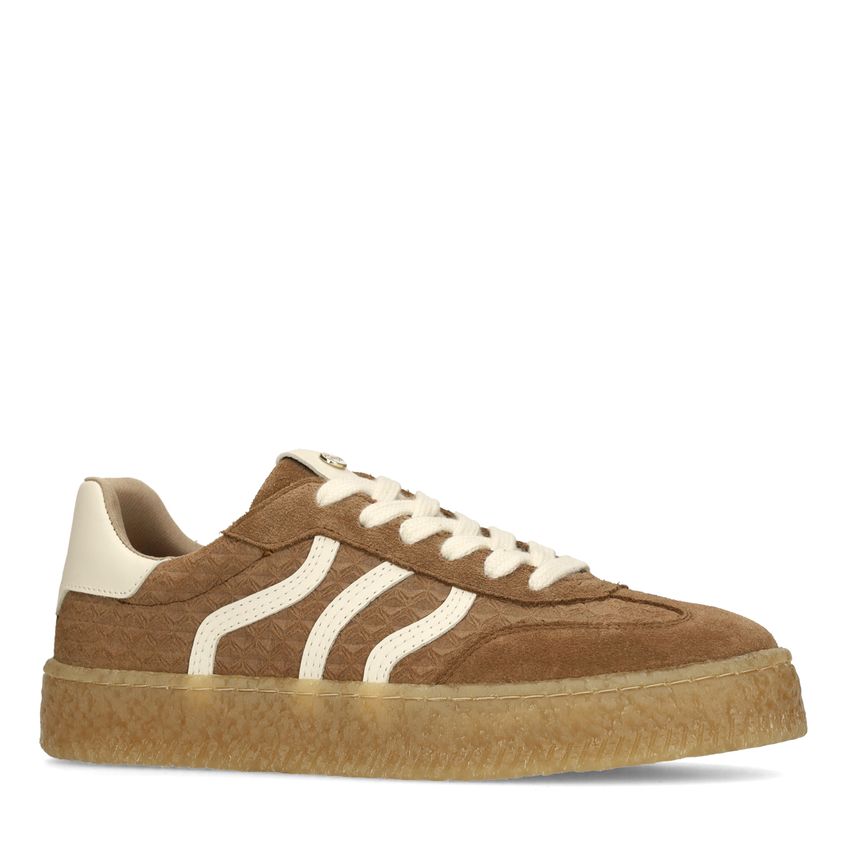 No Stress Bruine leren sneakers met suède details
