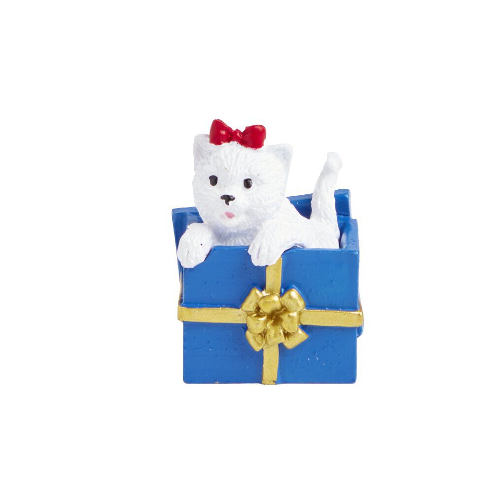 Lot de 3 figurines pour village animé de No&euml;l thème chiots
