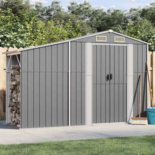NNEVL Garden Shed Grey 277x93x179 cm Galvanised Steel