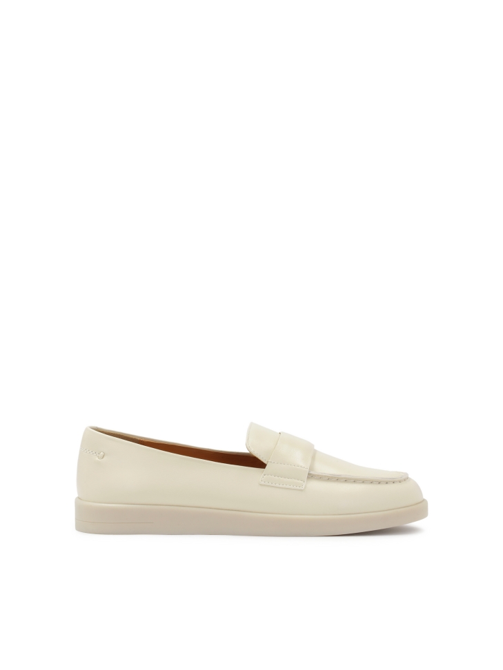Cream leather slip-on loafers