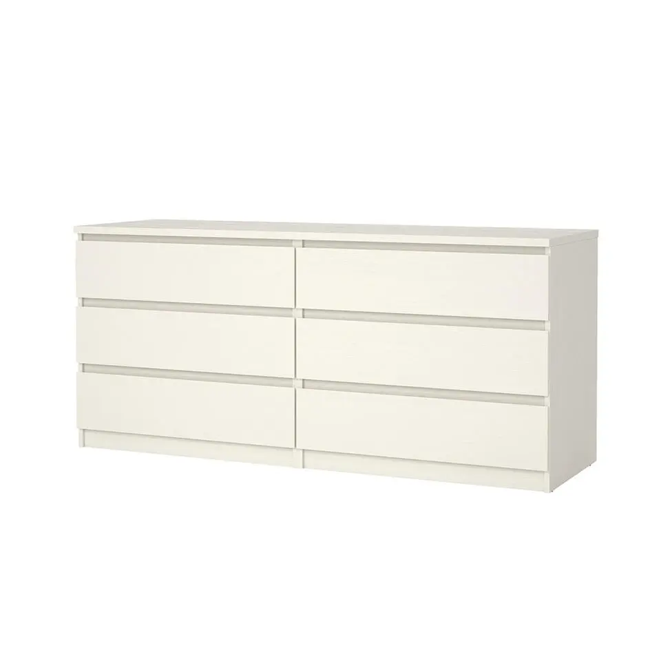 Hioshop Noulan commode 6 lades witte essenhout decor