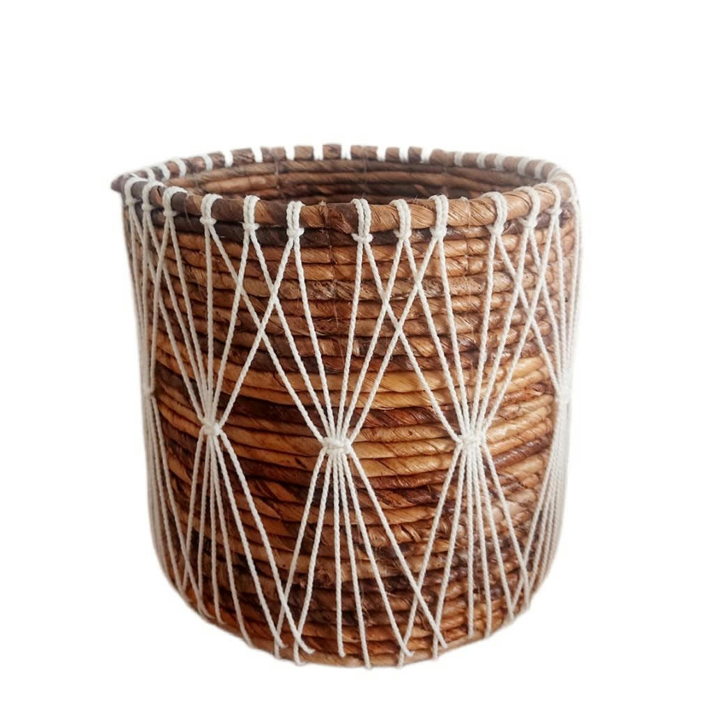 MARCY - Panier en feuilles de bananier, marron 20x20 cm